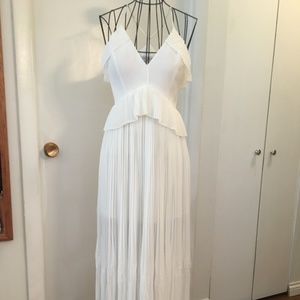 Off-White Ruffle Maxi Pleated Dress